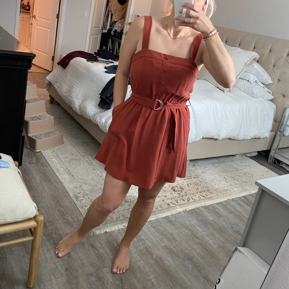 Rust Dress Belted Mini Dress